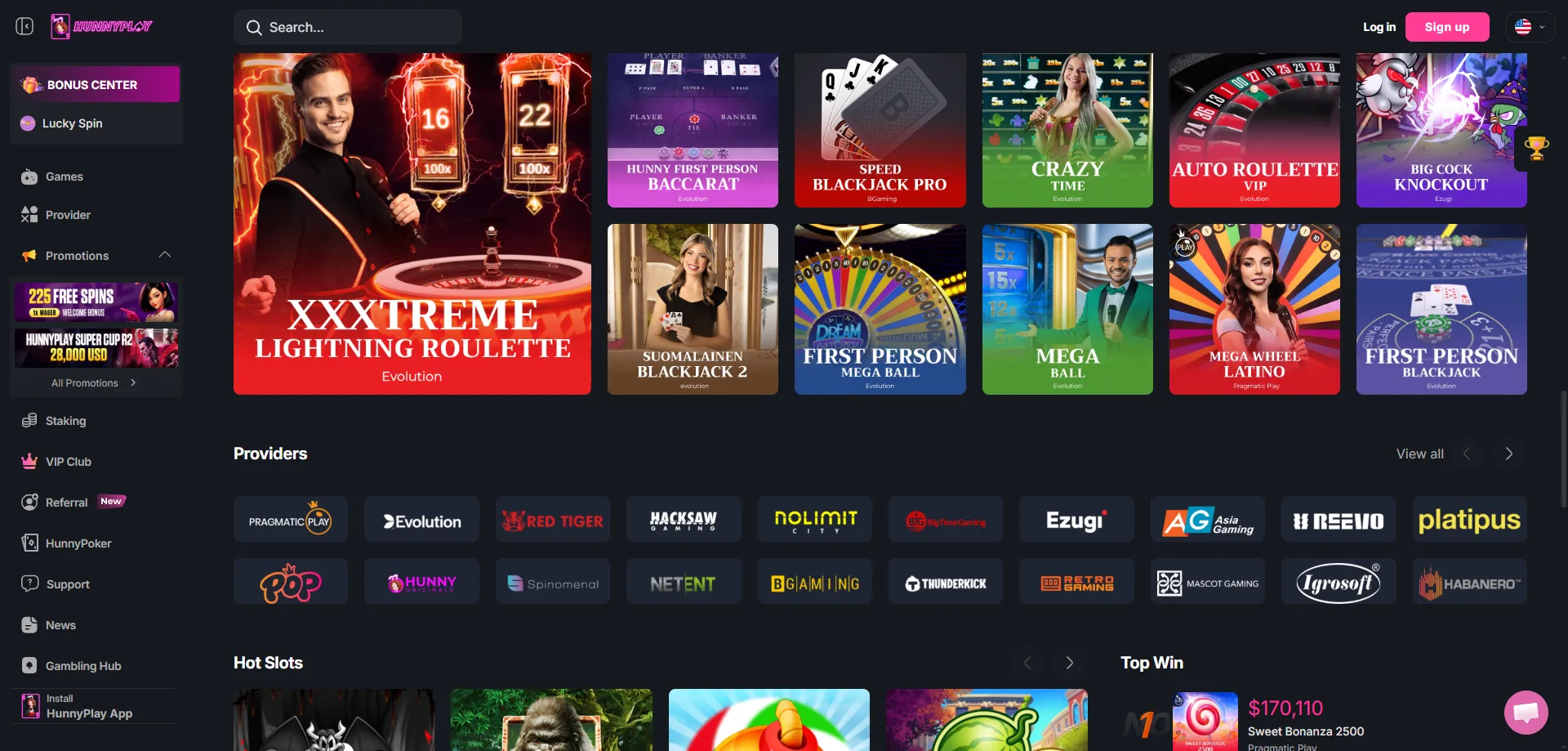 HunnyPlay live dealer tables — blackjack, roulette, and baccarat 2026