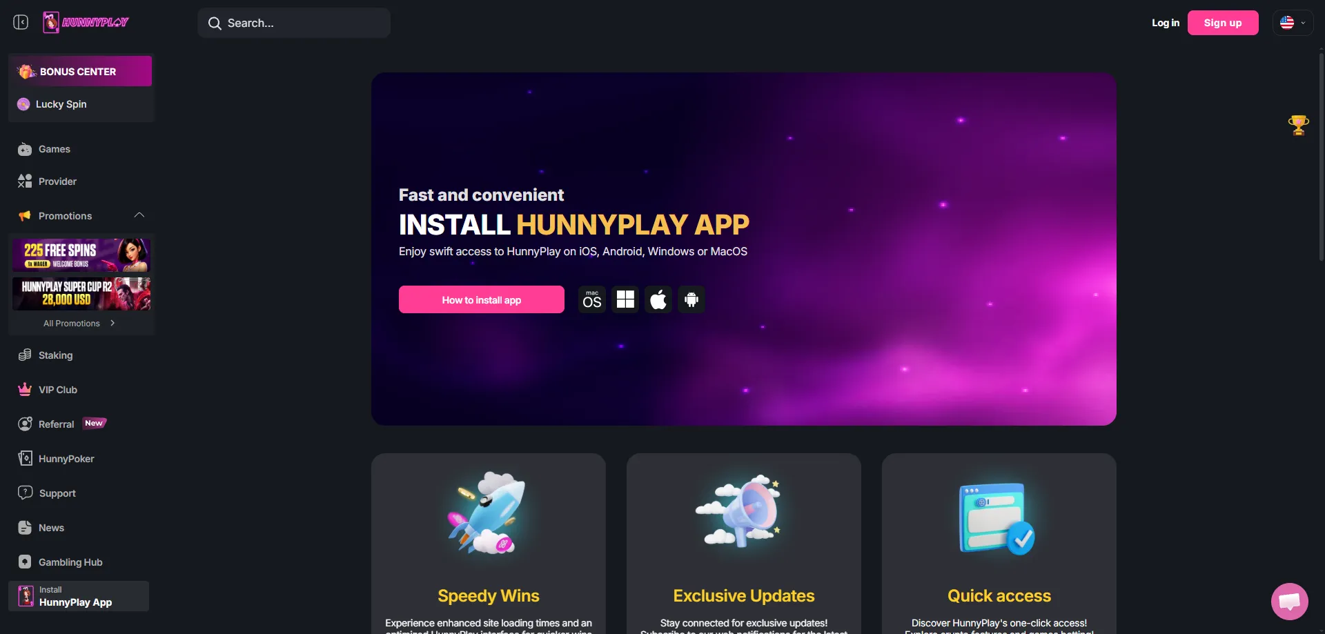 Hunnyplay Casino mobile browser experience — iOS and Android compatible